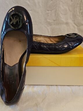 Michael Kors Plum Patent Quilted Logo Ballet Flats